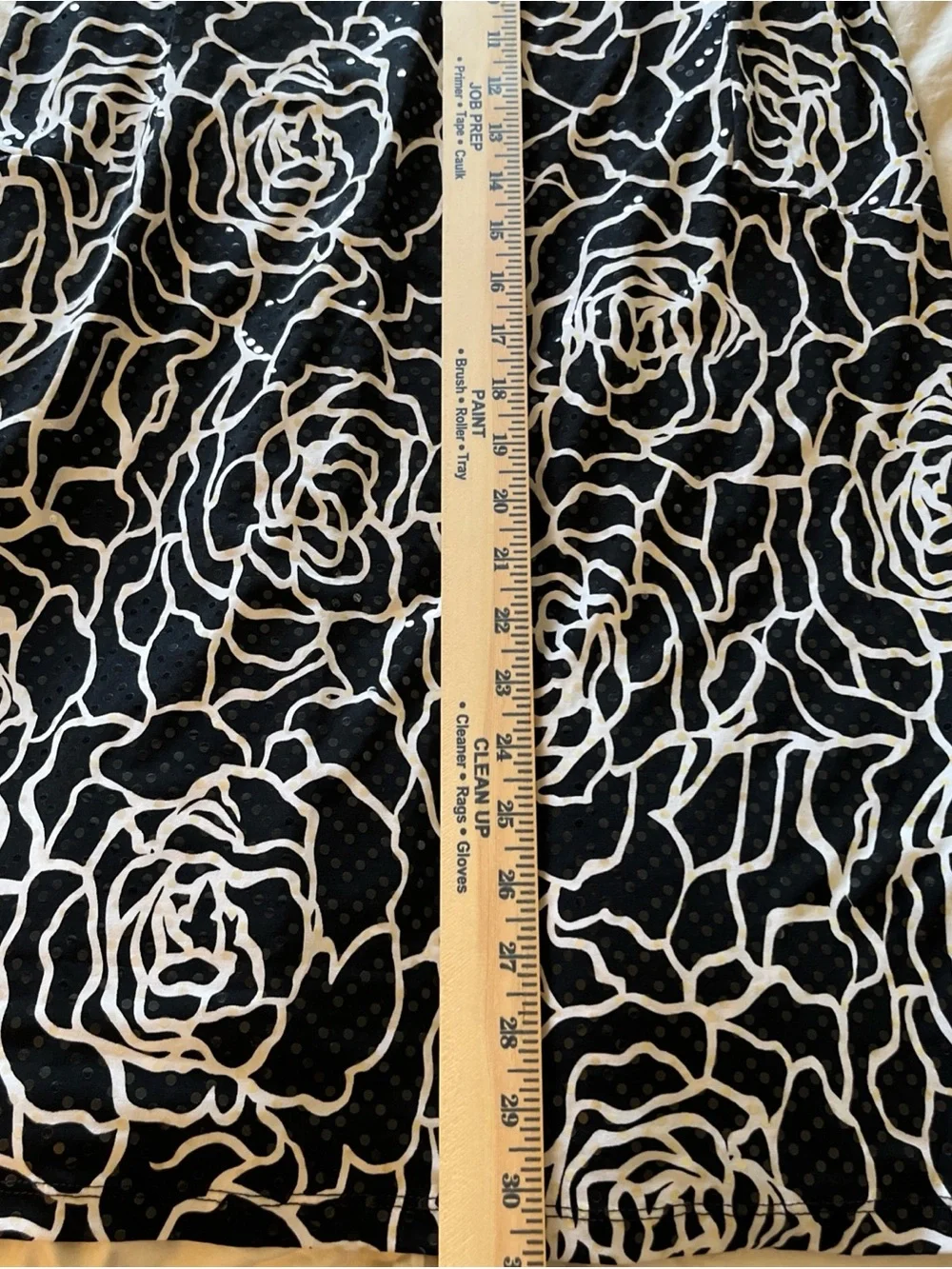 Dress Barn Black and White Rose-Print Ruffle-Neck Mini Dress